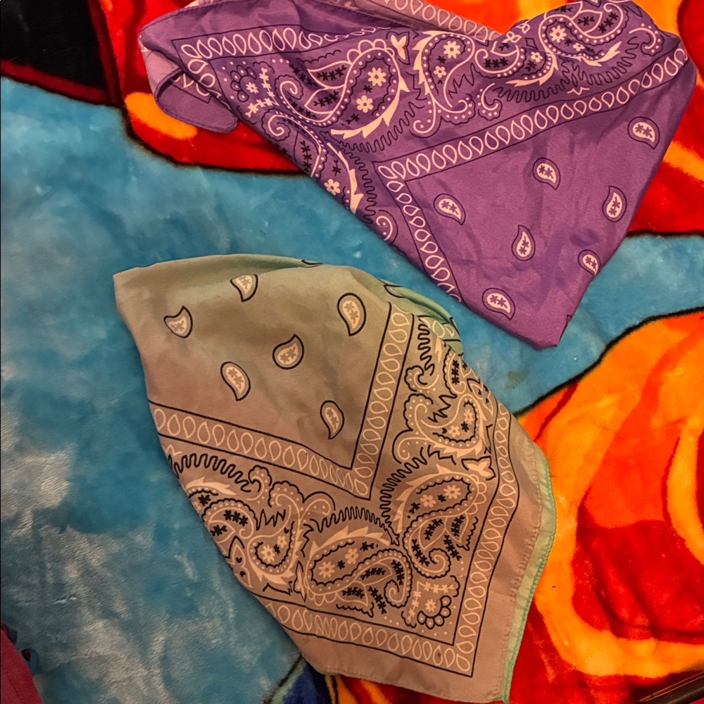 Purple and Green Paisley Bandanas